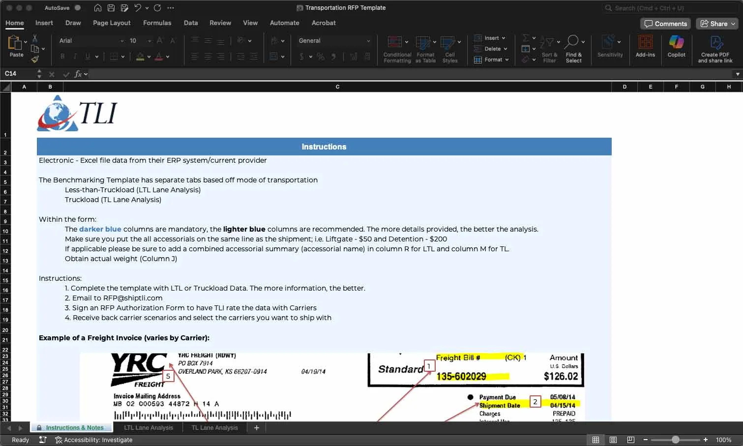 RFP Template for Transportation Services Data Template